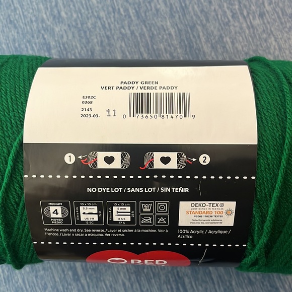 🔥 4 / $20 Sale 🔥 Paddy Green 744 yds 14 oz “Red Heart yarn - Picture 5 of 6